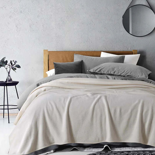 Laconia 400GSM Premium Australian Pure Wool Blanket Natural Double - Mekamart Australia