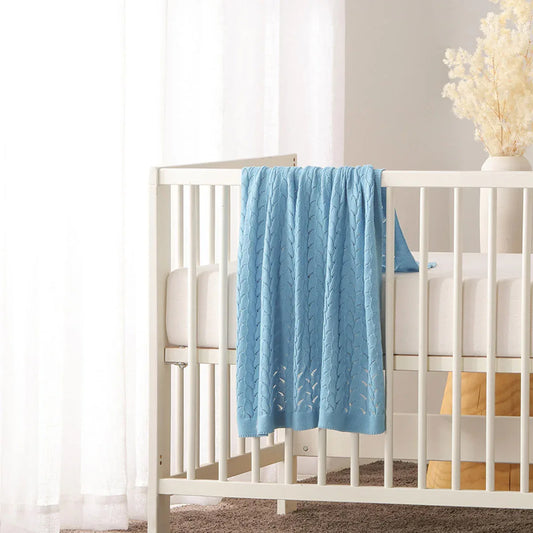 Little Gem Lyla Blue Cotton Baby Blanket 75 x 100 cm - Mekamart Australia
