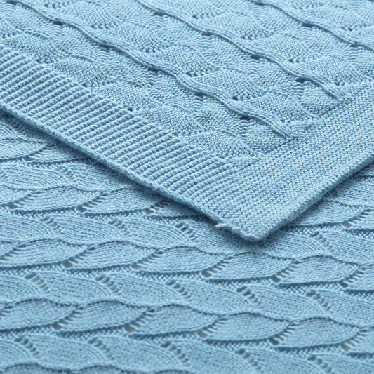 Little Gem Lyla Blue Cotton Baby Blanket 75 x 100 cm - Mekamart Australia
