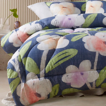 Accessorize Bella Blue Floral 3 Piece Comforter Set Double - Mekamart Australia