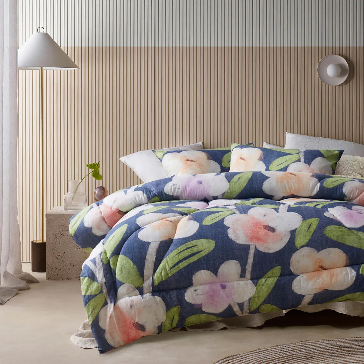 Accessorize Bella Blue Floral 3 Piece Comforter Set King - Mekamart Australia