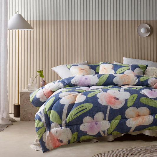 Accessorize Bella Blue Floral 3 Piece Comforter Set King - Mekamart Australia