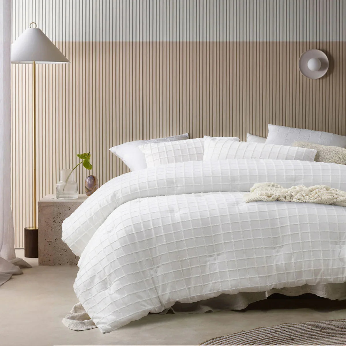 Vintage Design Homewares 3 Pcs Parquet White Comforter Set Queen - Mekamart Australia