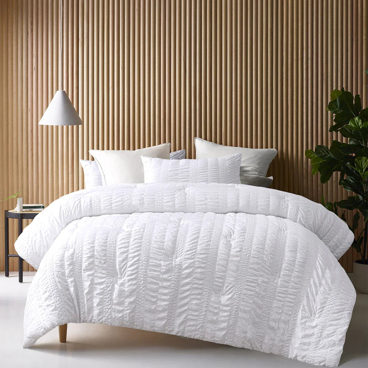 Accessorize Seersucker White 3 Piece Polyester Comforter Set King - Mekamart Australia