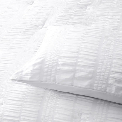 Accessorize Seersucker White 3 Piece Polyester Comforter Set King - Mekamart Australia