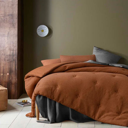 Accessorize Soho Waffle Tobacco 3 Piece Comforter Set King - Mekamart Australia