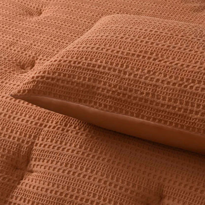 Accessorize Soho Waffle Tobacco 3 Piece Comforter Set Queen - Mekamart Australia