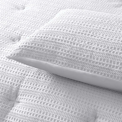 Accessorize Soho Waffle White 3 Piece Comforter Set King - Mekamart Australia