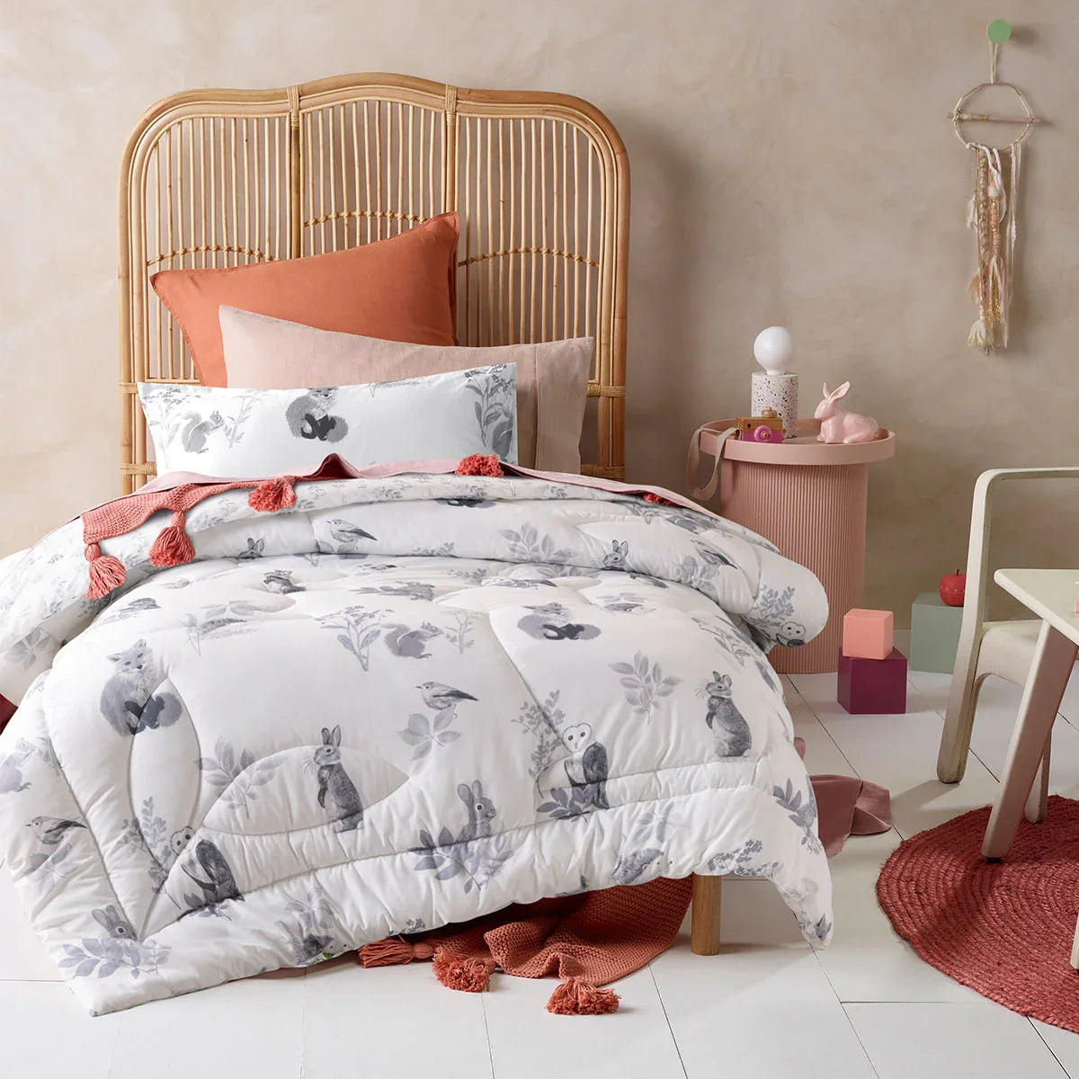 Happy Kids Woodland White 2 Piece Comforter Set Single - Mekamart Australia