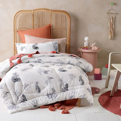 Happy Kids Woodland White 2 Piece Comforter Set Single - Mekamart Australia