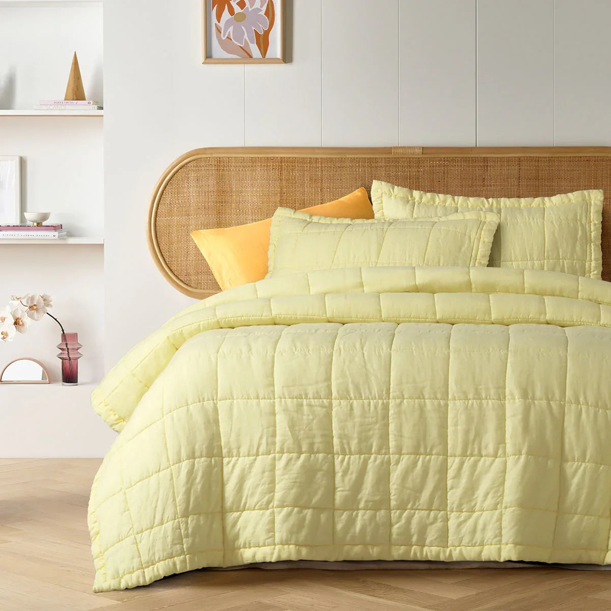Vintage Design Homewares Butter French Linen Coverlet Set Queen - Mekamart Australia