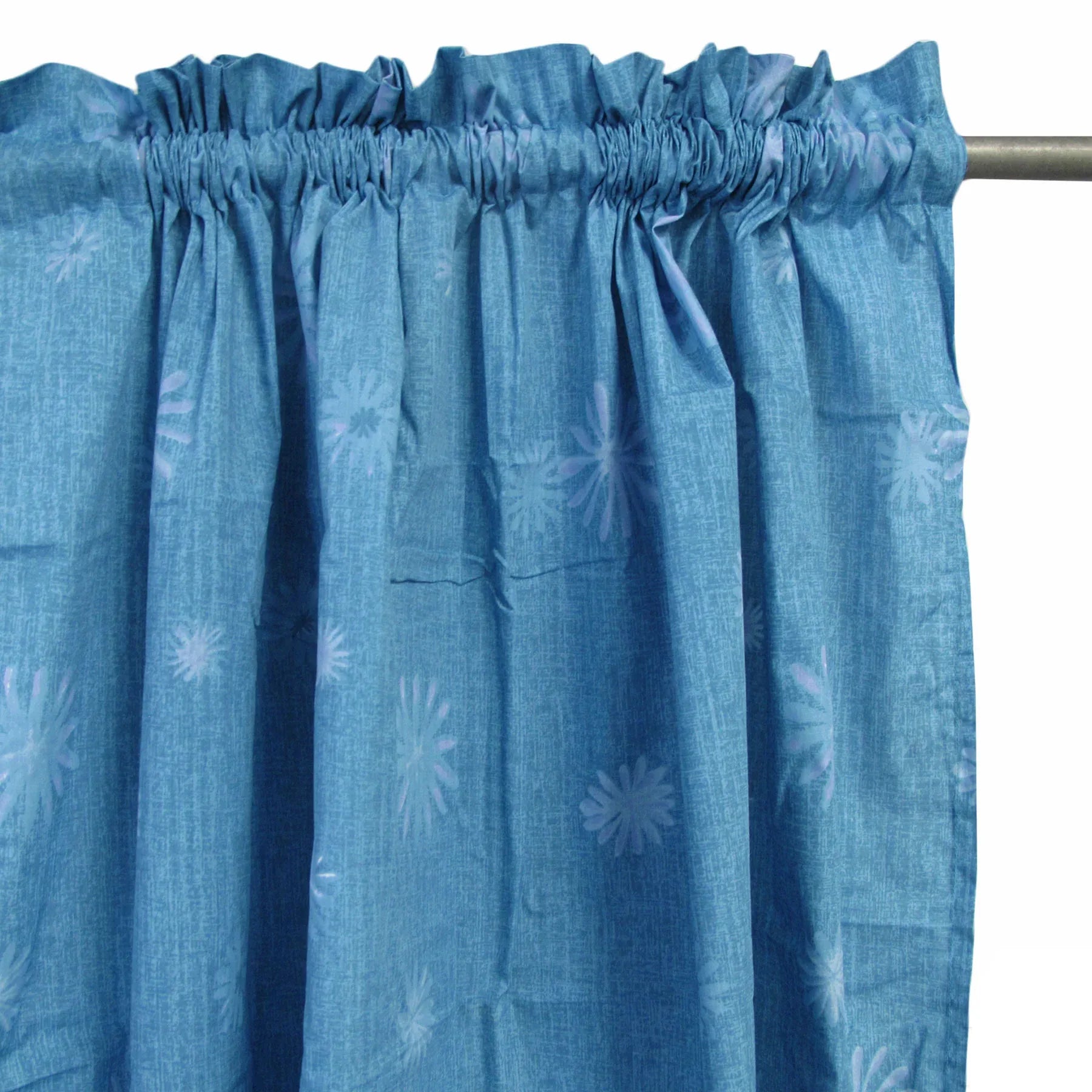 Pair of Polyester Cotton Rod Pocket Blue Daisy Curtains - Mekamart Australia