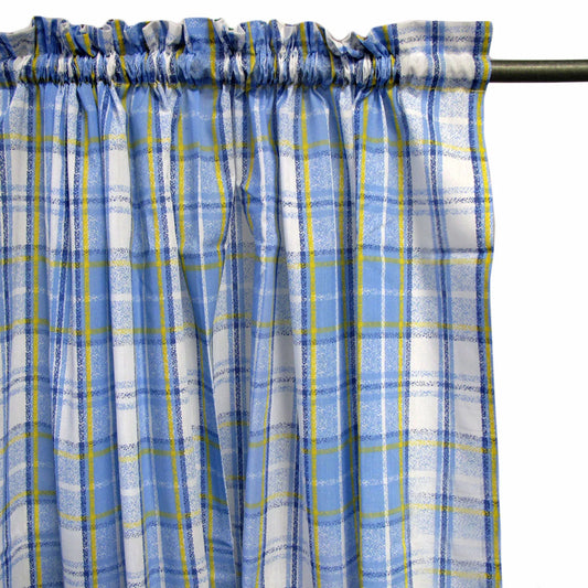 Home Innovations Pair of Polyester Cotton Rod Pocket Blue Checkered Curtains - Mekamart Australia