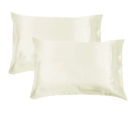 Accessorize 300TC Deluxe Essentials Satin Standard Pillowcases Stone (Ivory) - Mekamart Australia