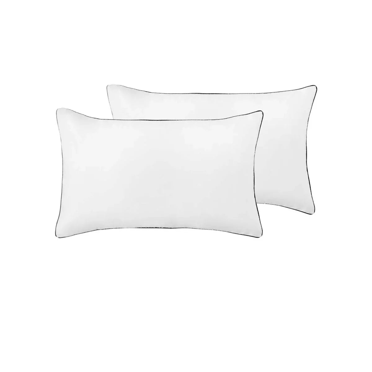 Accessorize Pair of White/Black Piped Hotel Deluxe Cotton Standard Pillowcases - Mekamart Australia