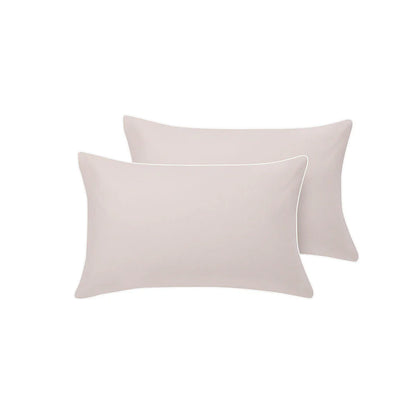 Accessorize Pair of White/Natural Piped Hotel Deluxe Cotton Standard Pillowcases - Mekamart Australia