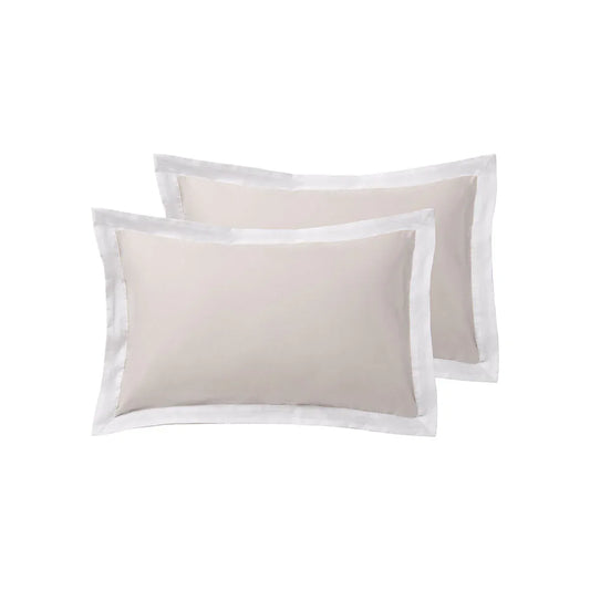 Accessorize Pair of White/Natural Tailored Hotel Deluxe Cotton Standard Pillowcases - Mekamart Australia