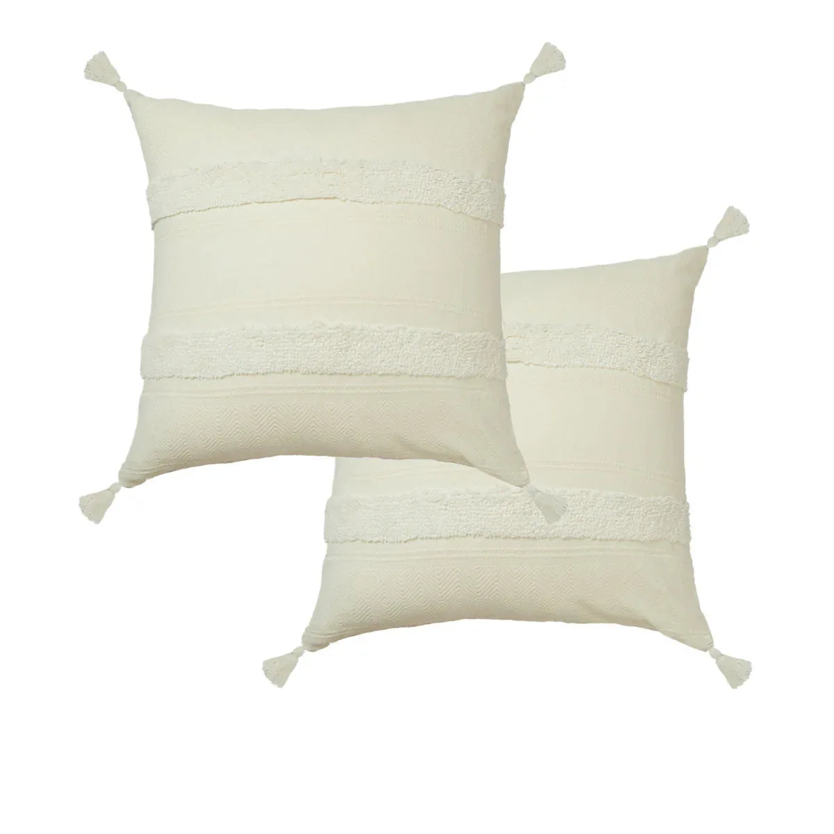 Accessorize Pair of Indra Cotton Tassel European Pillowcases - Off White - Mekamart Australia