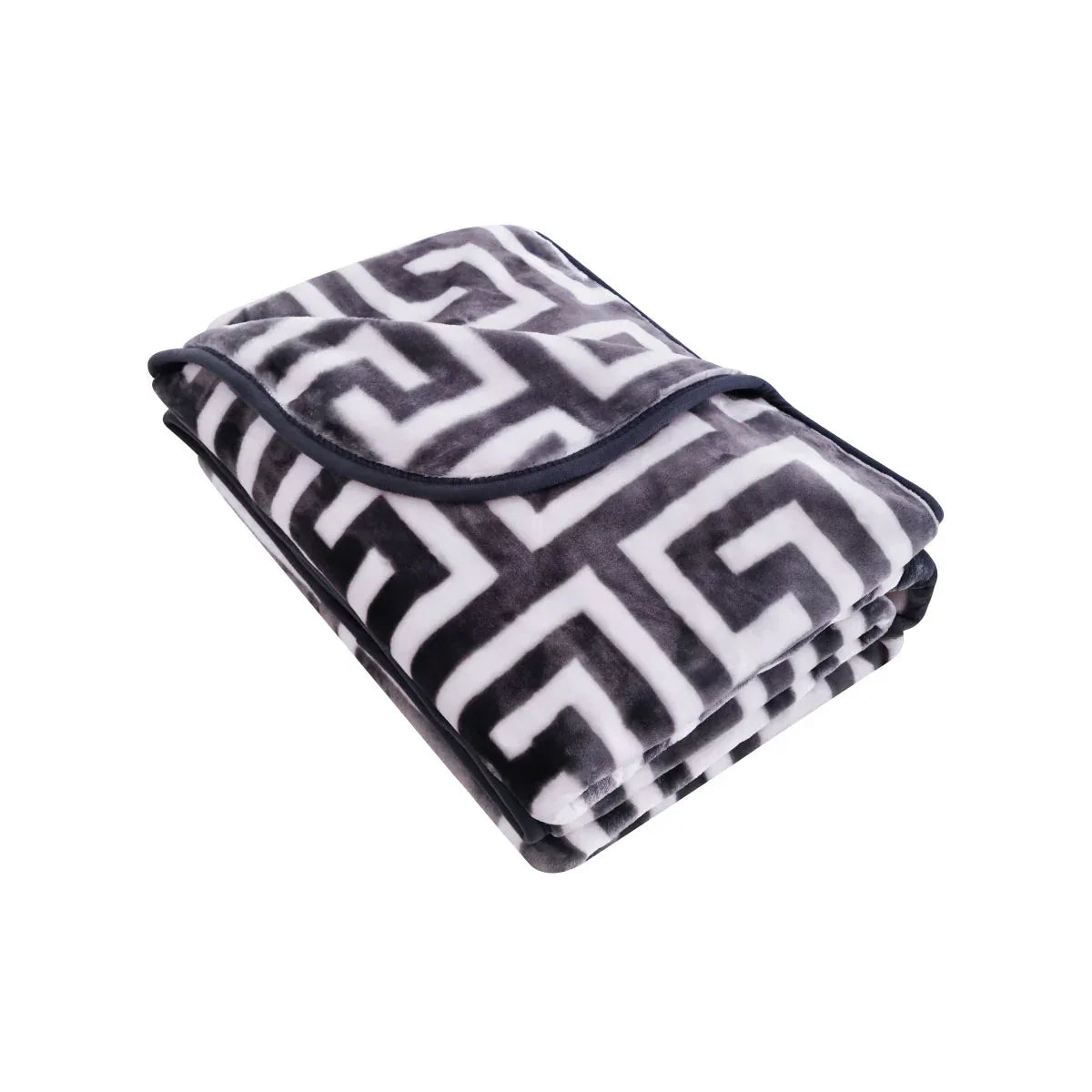 Bloomington 800GSM Greek Key Charcoal Winter Premium Quality 1 Ply Mink Blanket Double - Mekamart Australia