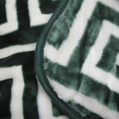 Bloomington 800GSM Greek Key Green Winter Premium Quality 1 Ply Mink Blanket King - Mekamart Australia