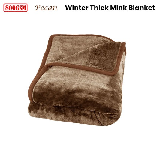 J Elliot Home 800GSM Luxury Winter Thick Mink Blanket Pecan King - Mekamart Australia