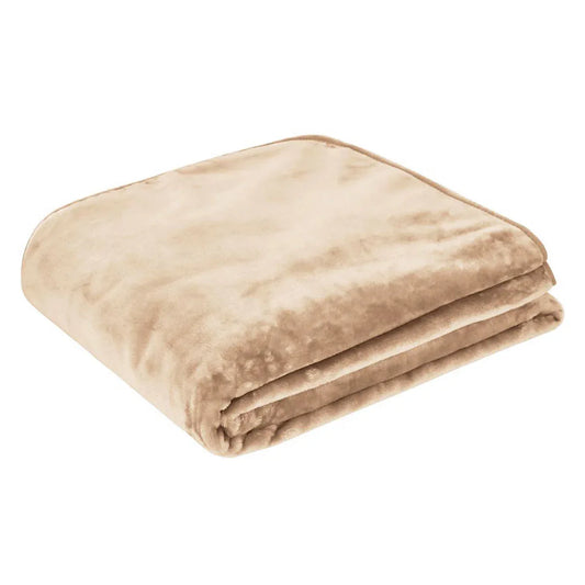 J.Elliot Home 450gsm Solid Faux Mink Blanket Natural - Mekamart Australia