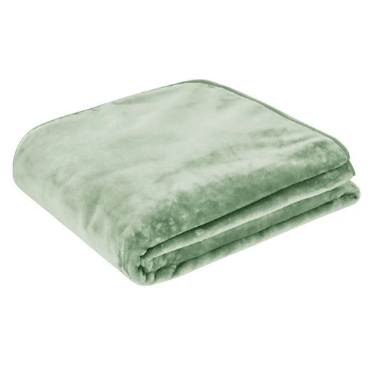 J.Elliot Home 450gsm Solid Faux Mink Blanket Sage - Mekamart Australia