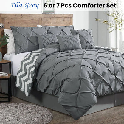 J Elliot Home 6 Pcs Ella Grey Comforter Set Single - Mekamart Australia