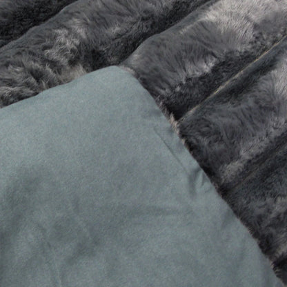 Jane Barrington Arna Charcoal 3 Pcs Channel Faux Bunny Fur Comforter Set King - Mekamart Australia