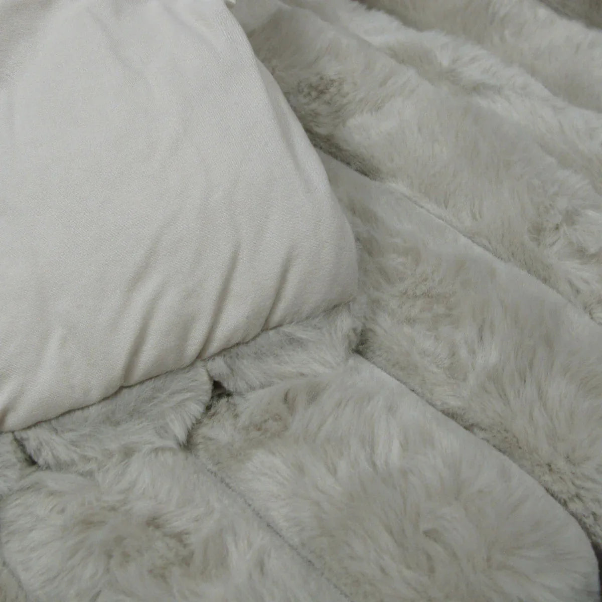 Jane Barrington Arna Natural 3 Pcs Channel Faux Bunny Fur Comforter Set King - Mekamart Australia