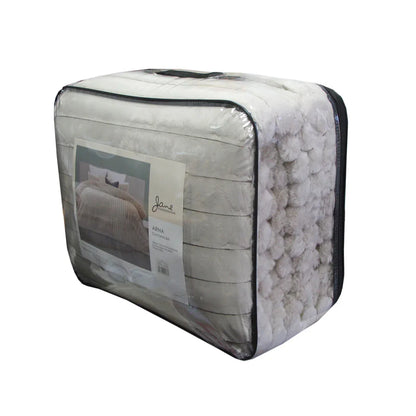 Jane Barrington Arna Natural 3 Pcs Channel Faux Bunny Fur Comforter Set Queen - Mekamart Australia