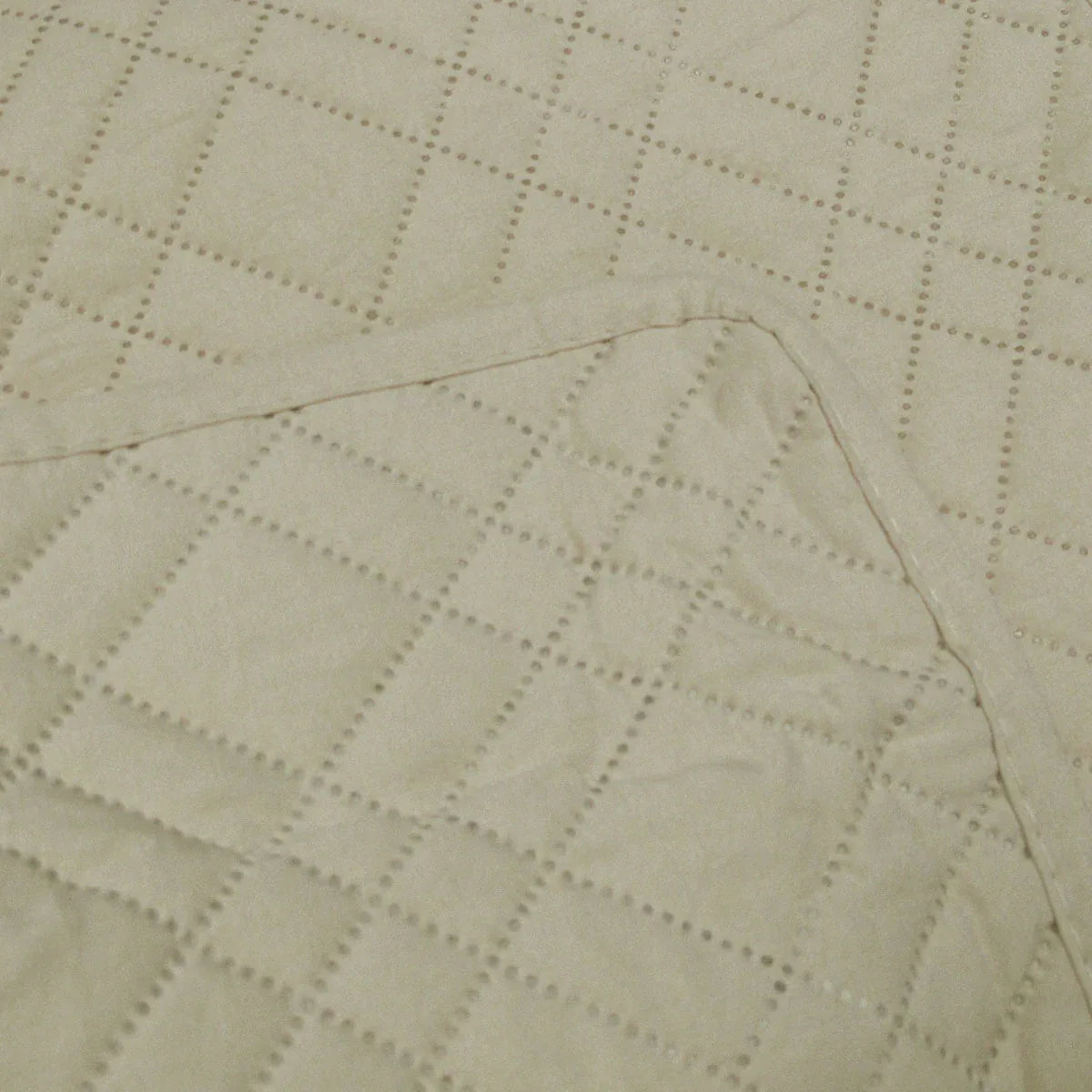Jane Barrington Morris Beige Ultrasonic Embossed Lightly Quilted Reversible Coverlet Set Queen - Mekamart Australia