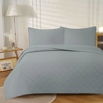 Jane Barrington Morris Dark Grey Ultrasonic Embossed Lightly Quilted Reversible Coverlet Set King - Mekamart Australia
