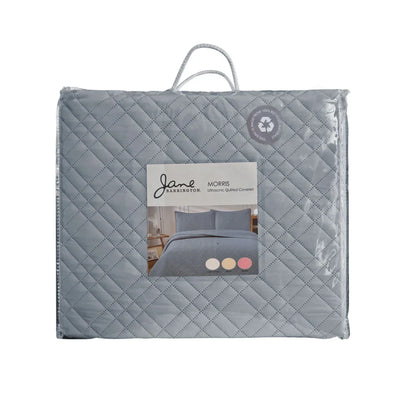 Jane Barrington Morris Dark Grey Ultrasonic Embossed Lightly Quilted Reversible Coverlet Set King - Mekamart Australia