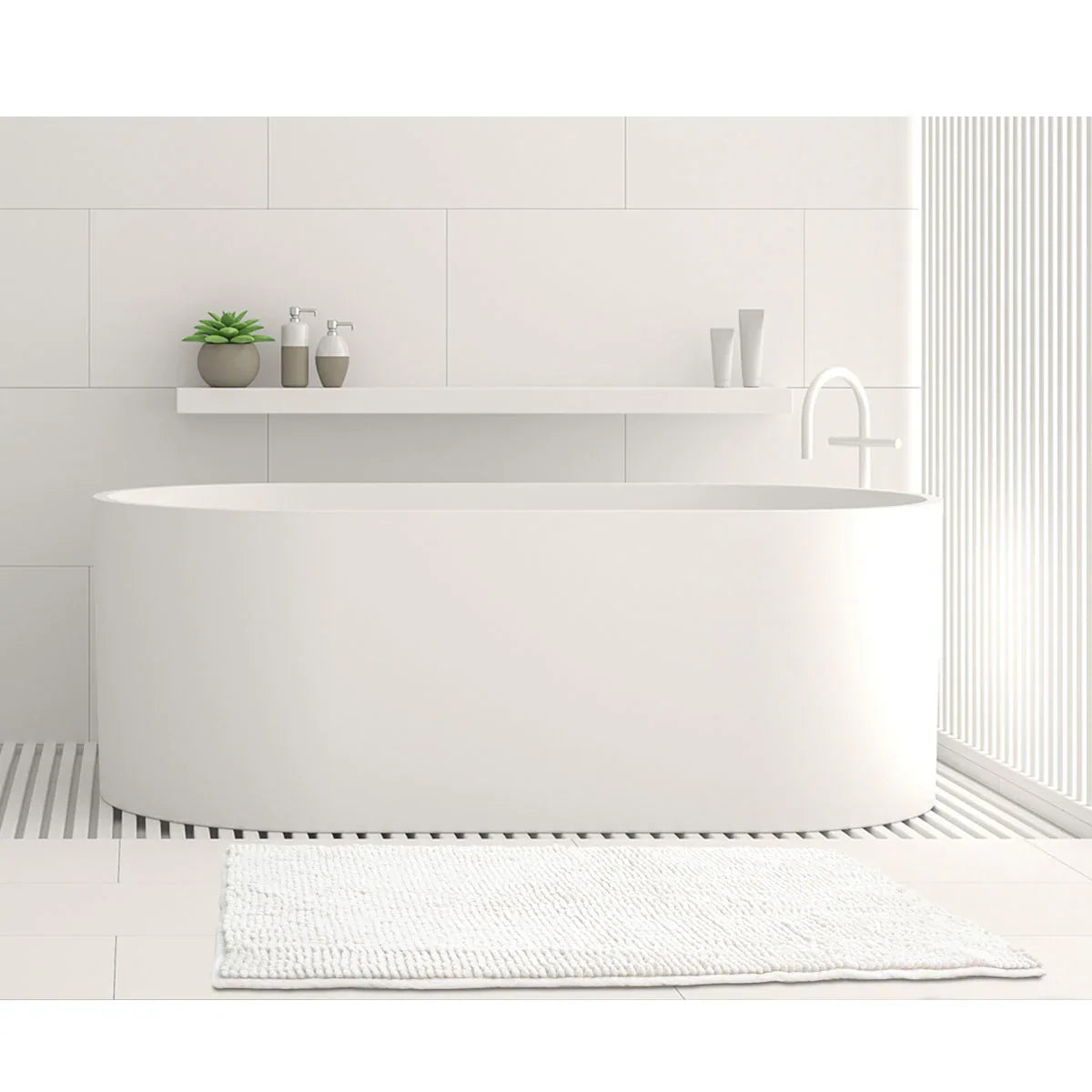 Toggle Microfiber Bath Mat Medium White - Mekamart Australia