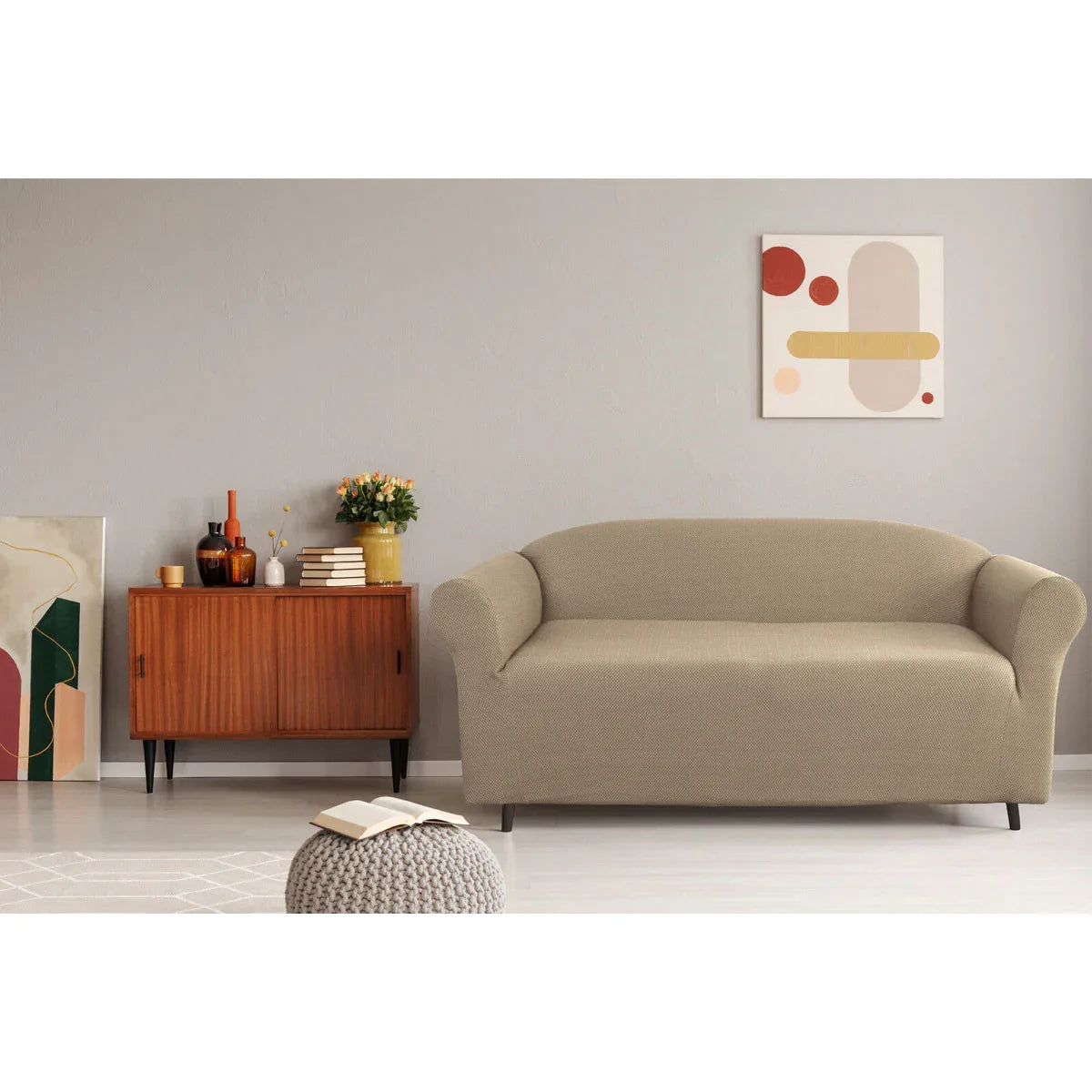 Elan Cambridge Extra-stretch Couch Cover Linen Two Seater Linen - Mekamart Australia