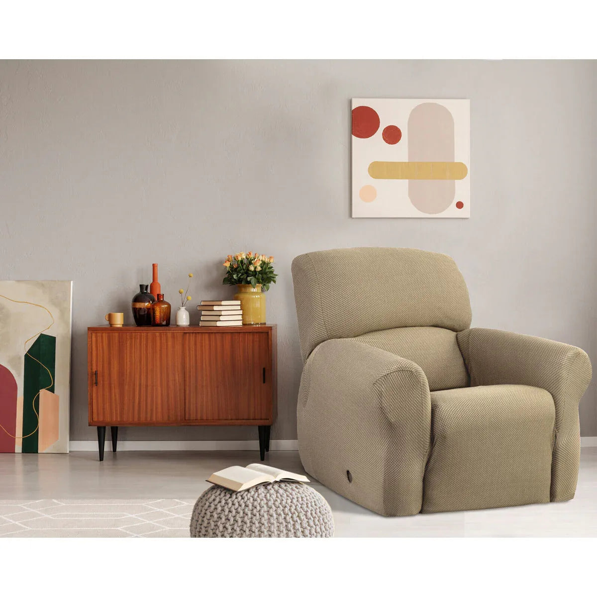 Elan Cambridge Extra-stretch Couch Cover Linen One Seater Recliner Linen - Mekamart Australia