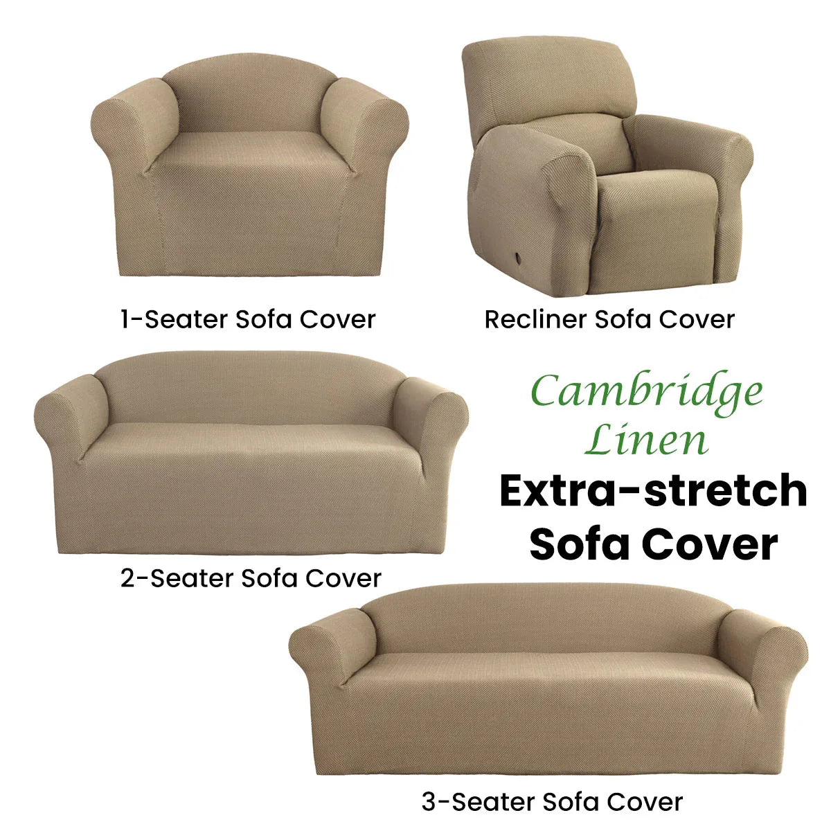 Elan Cambridge Extra-stretch Couch Cover Linen One Seater Recliner Linen - Mekamart Australia