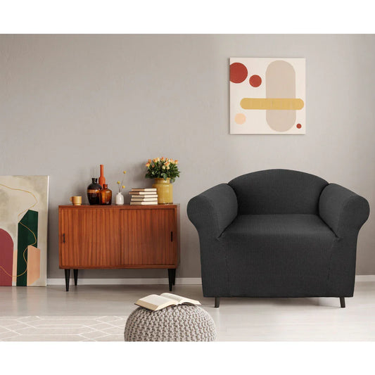 Elan Cambridge Extra-stretch Couch Cover Steel One Seater Steel - Mekamart Australia