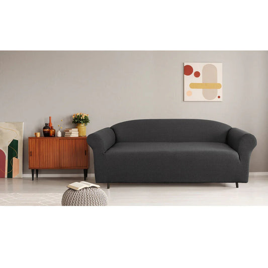 Elan Cambridge Extra-stretch Couch Cover Steel Three Seater Steel - Mekamart Australia