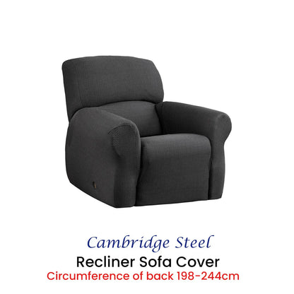 Elan Cambridge Extra-stretch Couch Cover Steel One Seater Recliner Steel - Mekamart Australia