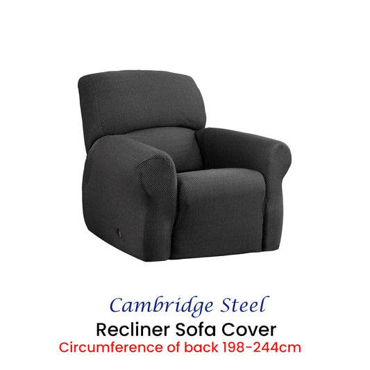 Elan Cambridge Extra-stretch Couch Cover Steel One Seater Recliner Steel - Mekamart Australia