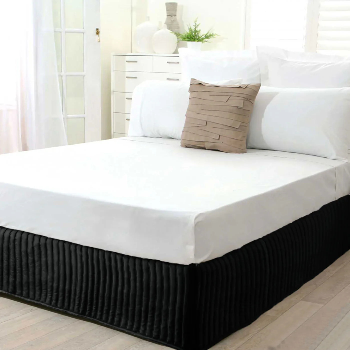 Ardor Quilted Valance Black KING SINGLE - Mekamart Australia