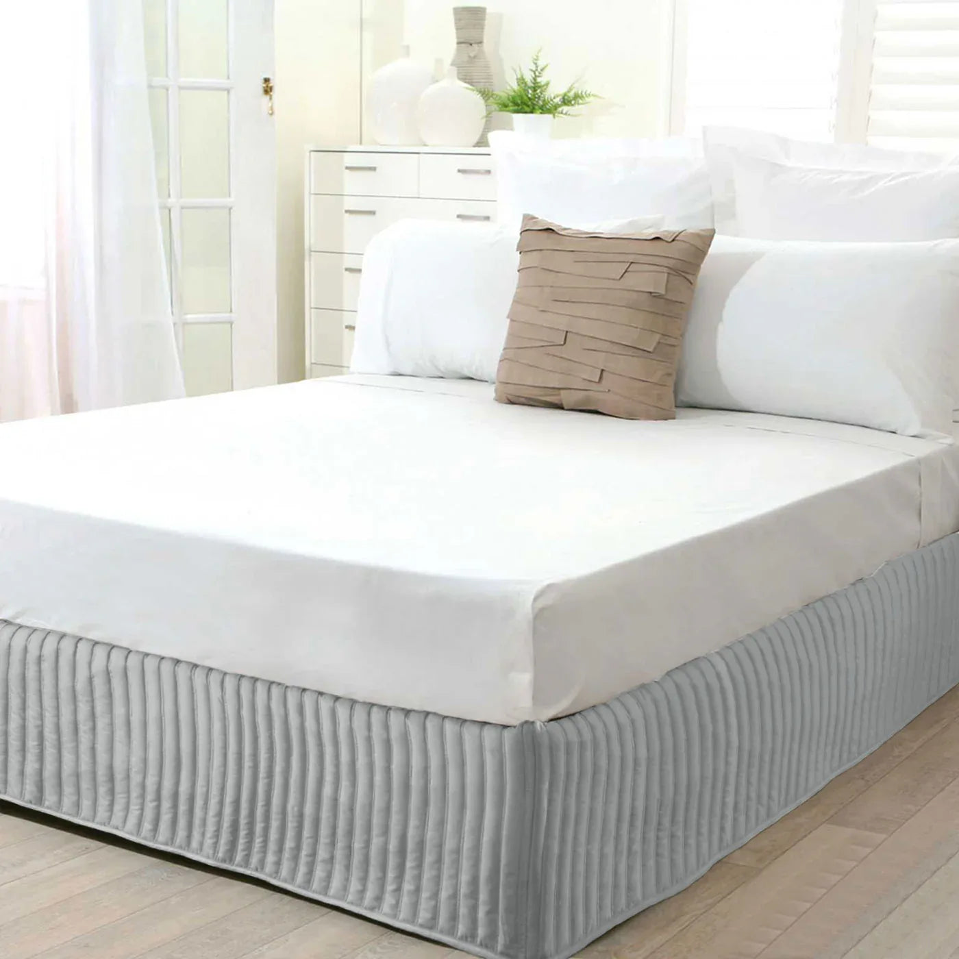 Ardor Quilted Valance Silver KING - Mekamart Australia