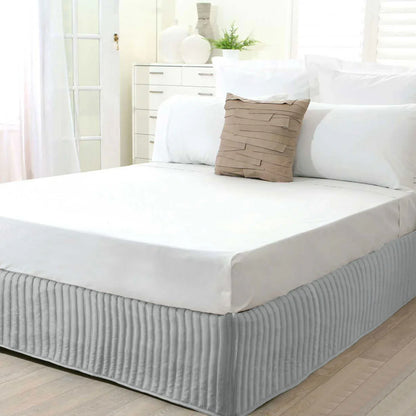 Ardor Quilted Valance Silver SINGLE - Mekamart Australia