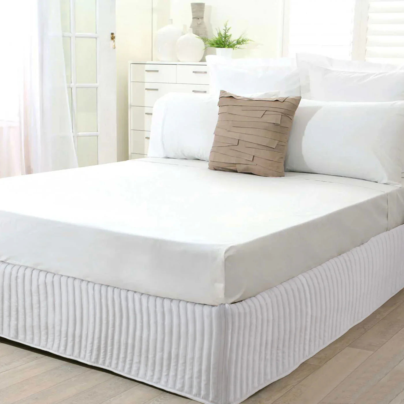 Ardor Quilted Valance White SINGLE - Mekamart Australia