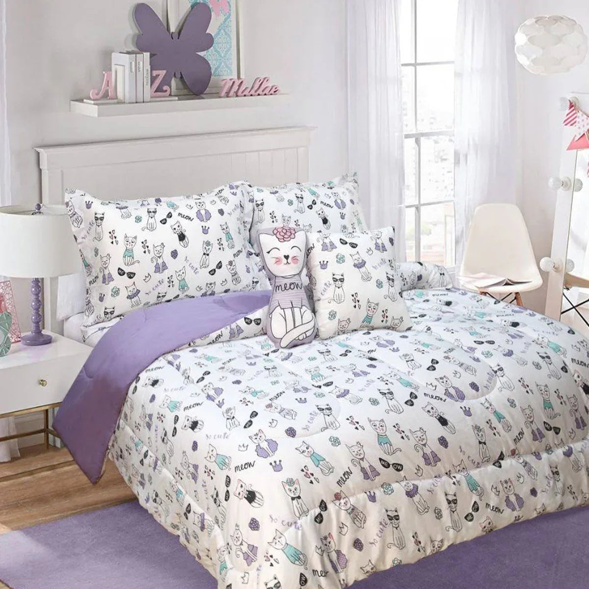 Ramesses 5 Piece Kids Comforter Set Cat Double - Mekamart Australia