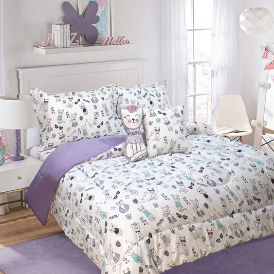 Ramesses 5 Piece Kids Comforter Set Cat Double - Mekamart Australia