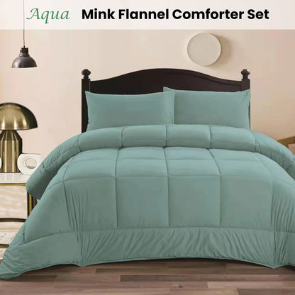 Ramesses Aqua 3- Piece Mink Flannel Comforter Set King - Mekamart Australia