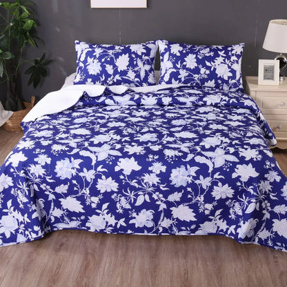 Ramesses Spring Blue 3 Pcs Bamboo Blend Ultrosonic Reversible Comforter Set King - Mekamart Australia